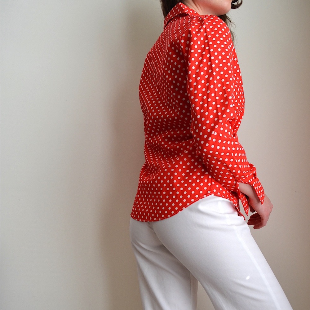 vintage 1970s polka dot button down shirt with disco collar from shirt accent - Picture 3 of 11